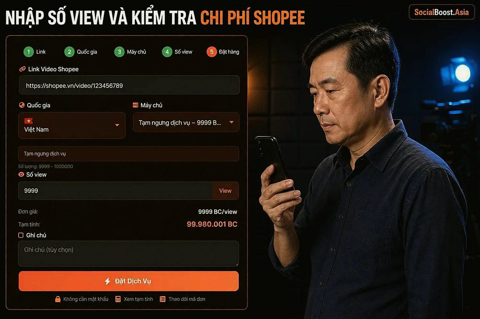 Hướng dẫn nhập số lượt xem và kiểm tra chi phí Shopee Video