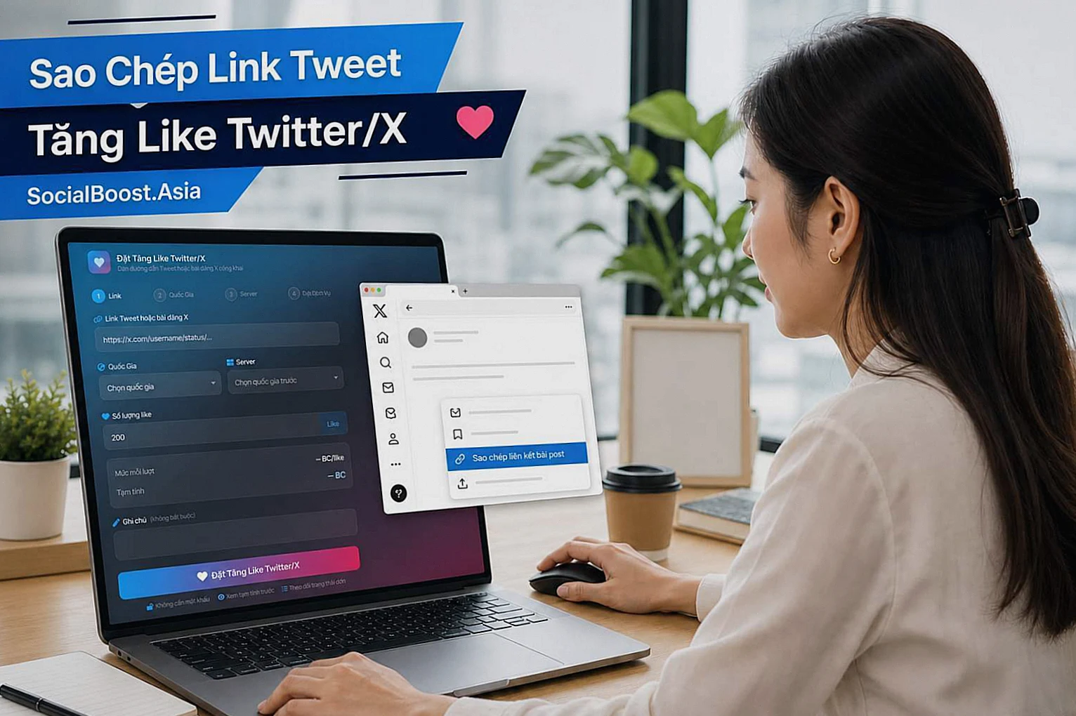 Hướng dẫn sao chép đường dẫn Tweet công khai để tăng like Twitter X