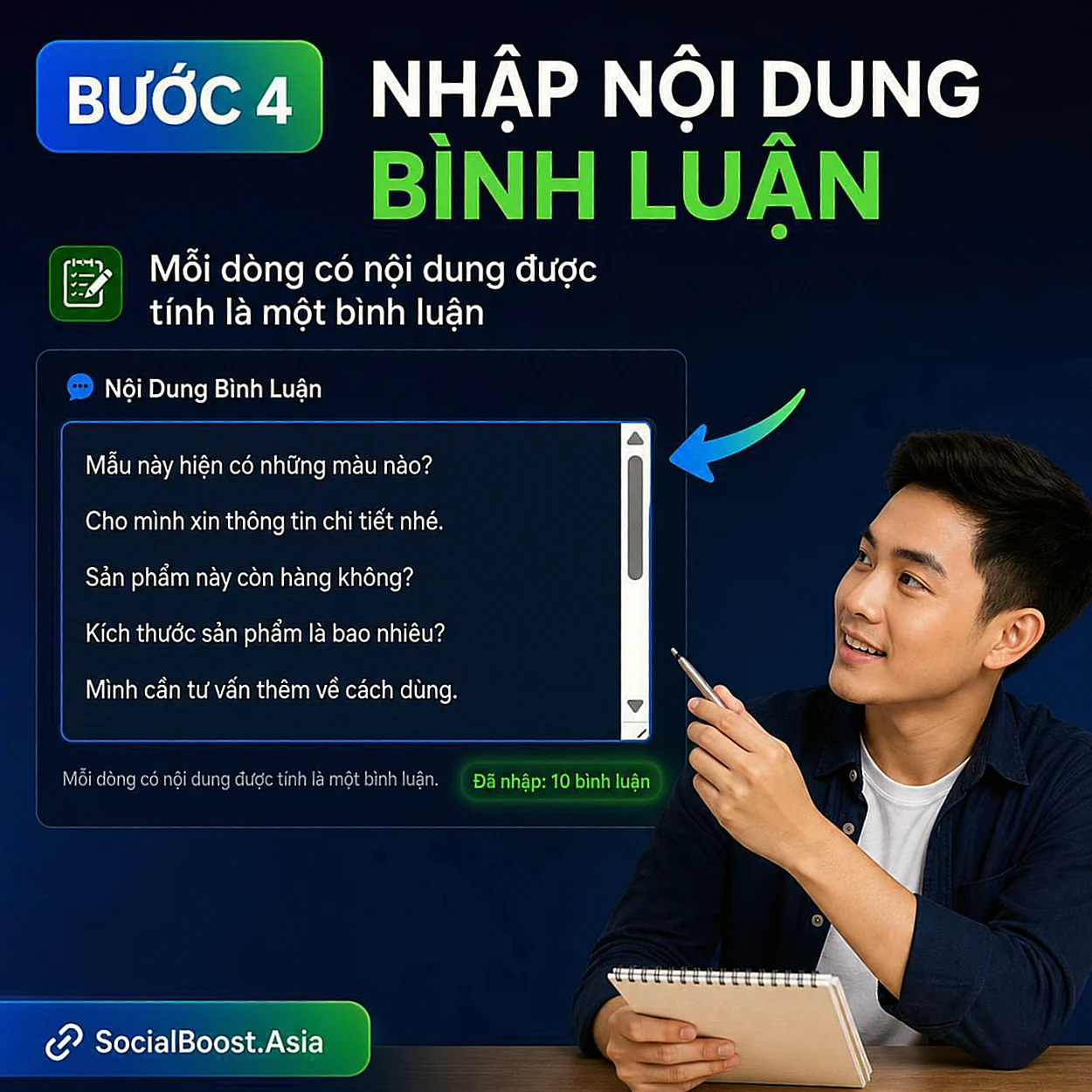 Bước 4: Nhập nội dung bình luận