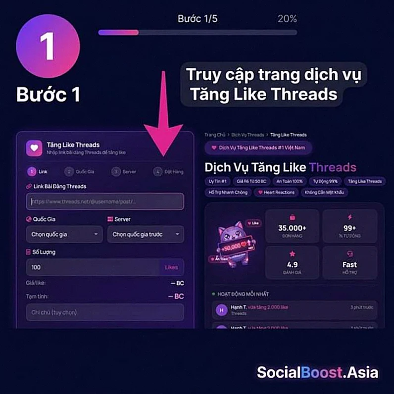 Bước 1 truy cập trang dịch vụ