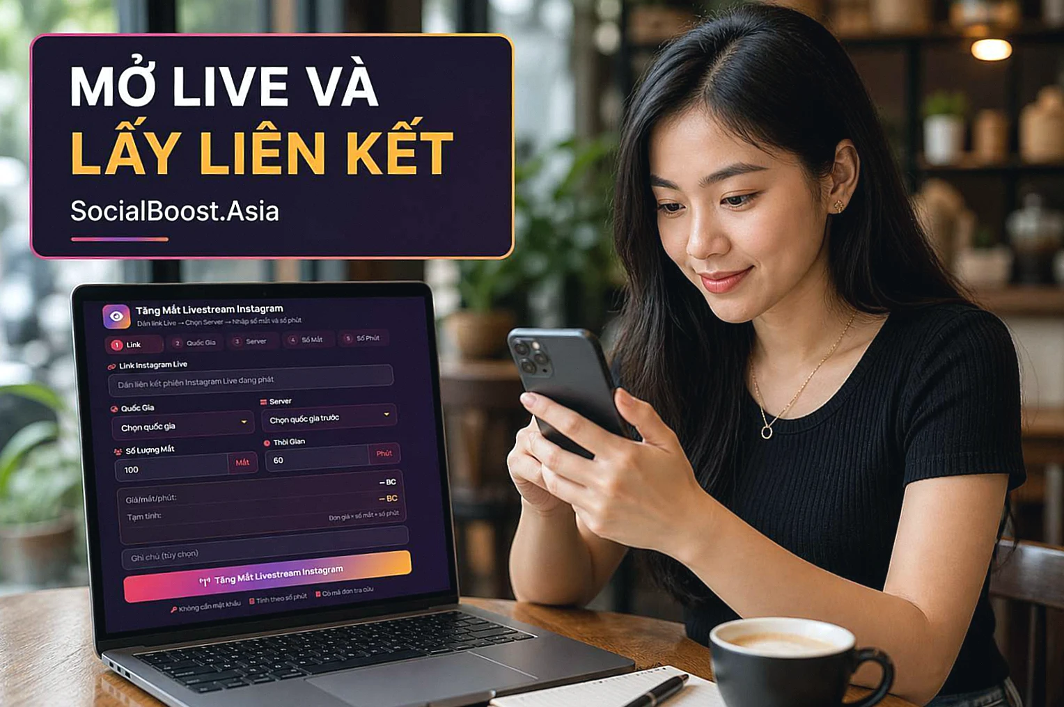 Người sáng tạo lấy liên kết Instagram Live trước khi tăng mắt livestream Instagram