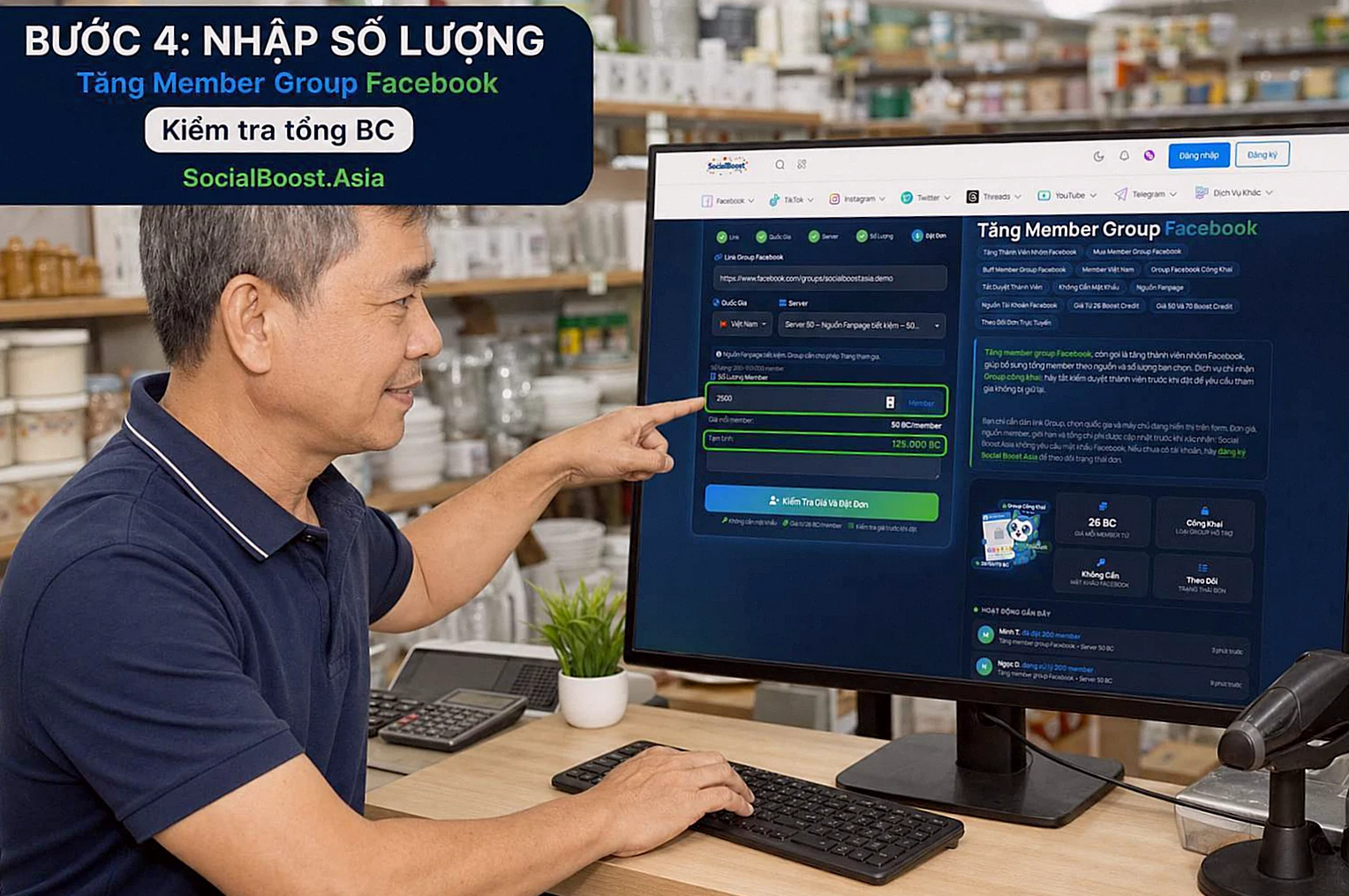 Hướng dẫn tăng member group Facebook — Bước 4: Nhập số lượng member