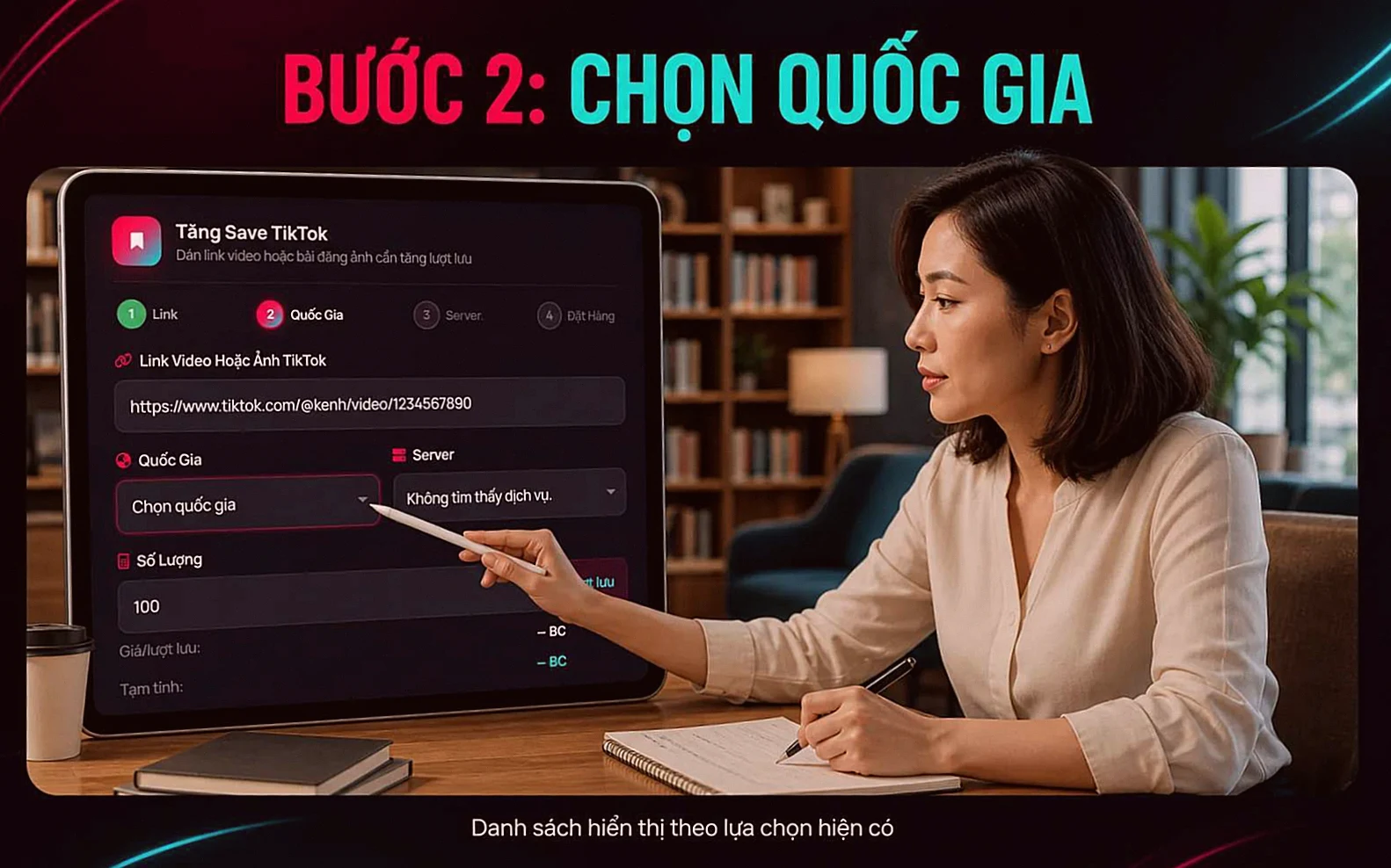 Hướng dẫn chọn quốc gia cho dịch vụ tăng lượt lưu TikTok