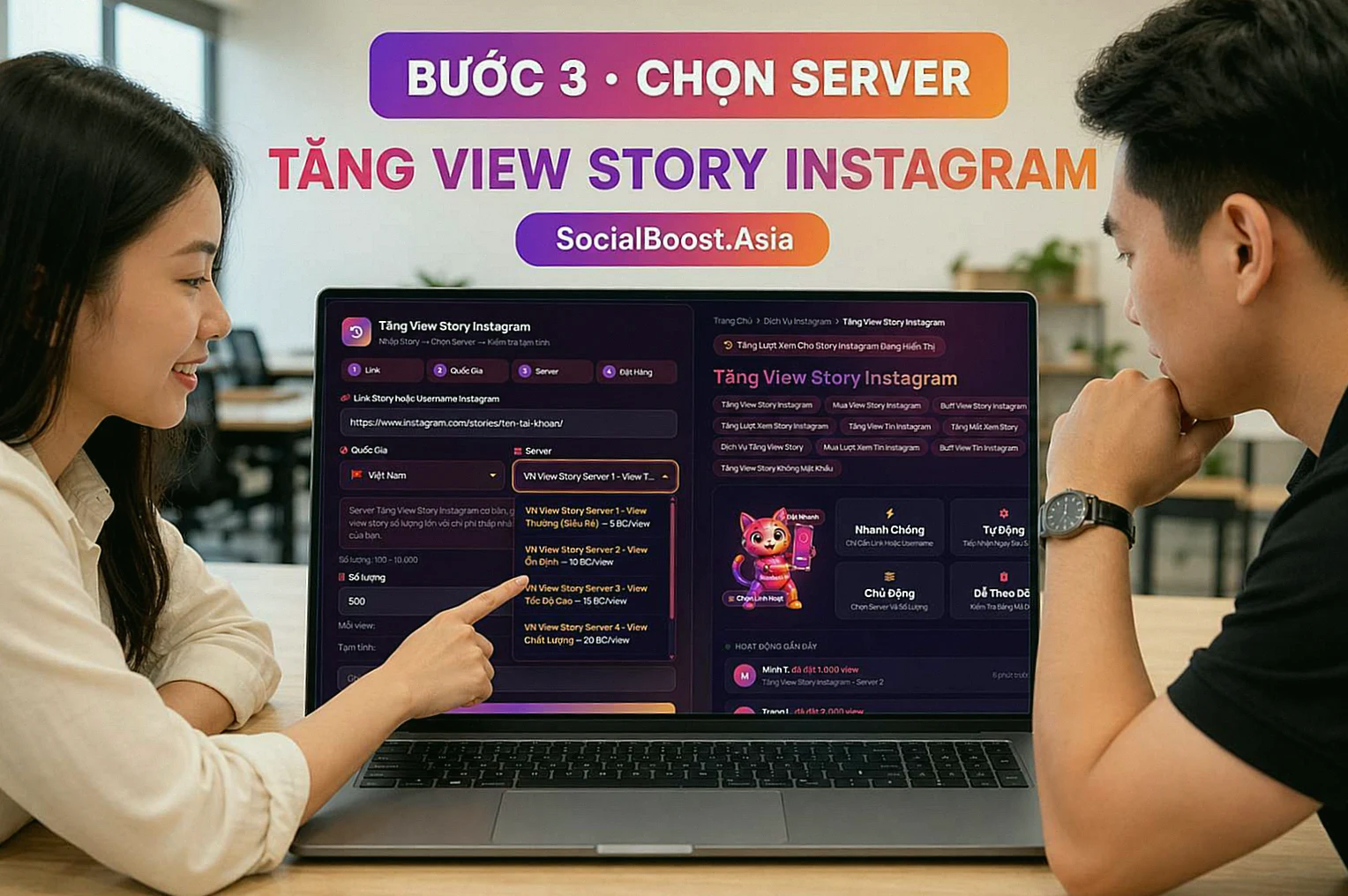 Nhóm người dùng chọn Server tăng view Story Instagram trên giao diện thật