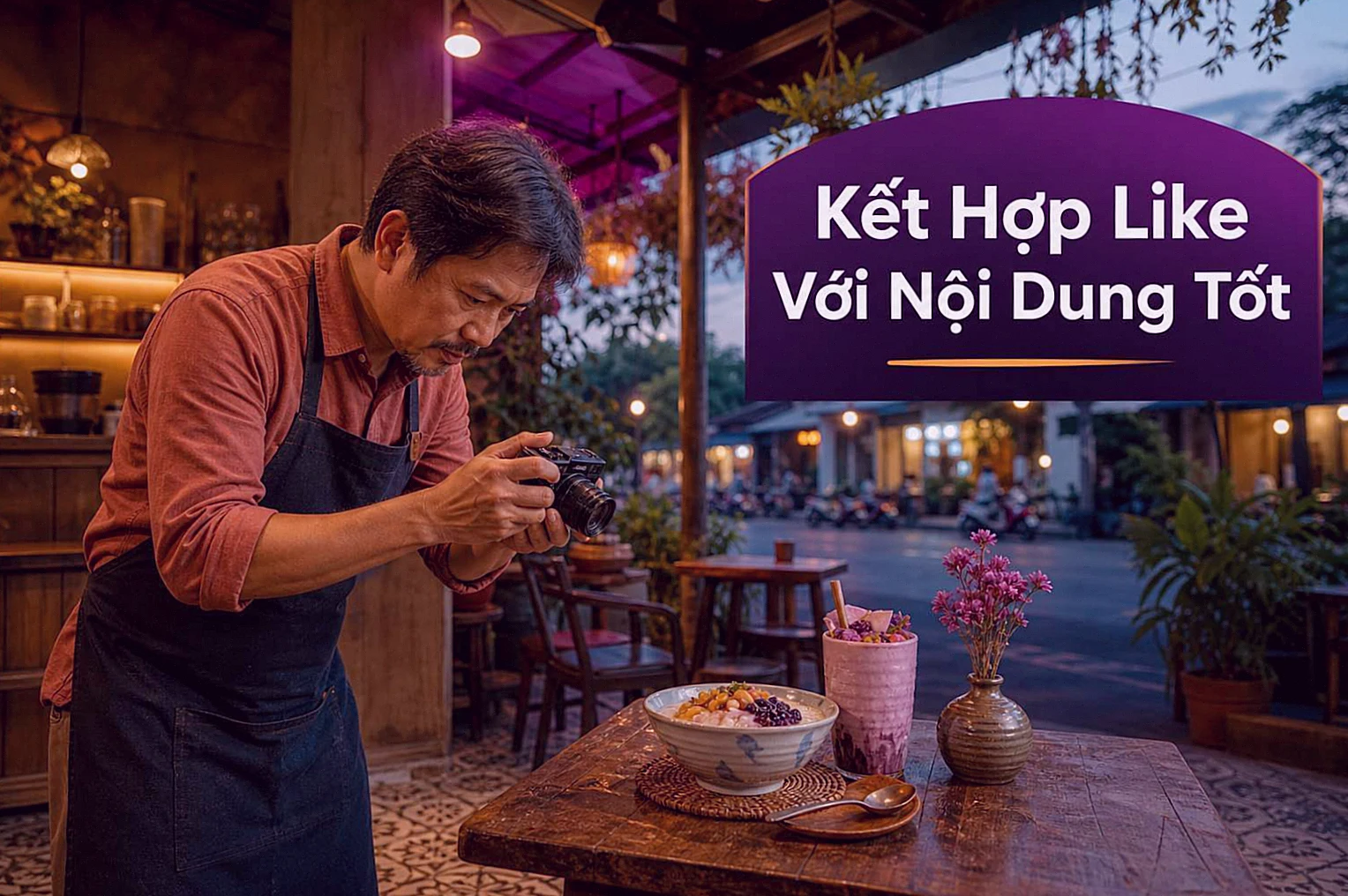 Kết Hợp Like Với Nội Dung Tốt - chủ quán Việt Nam chụp ảnh cho Instagram