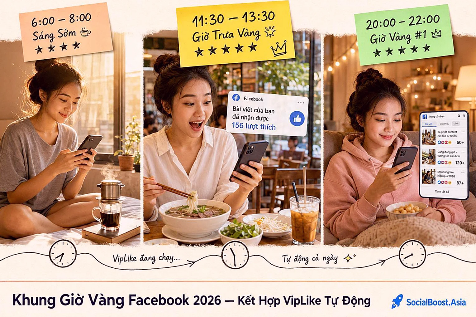 Khung Giờ Vàng Đăng Bài Facebook Kết Hợp VipLike 2026
