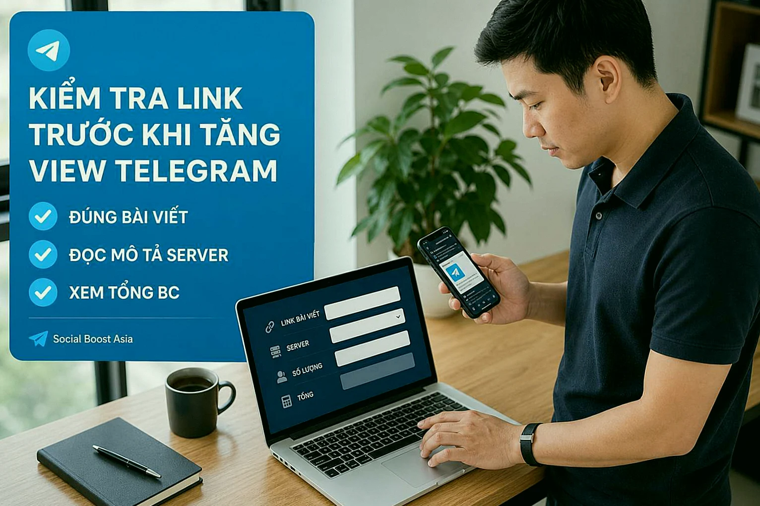 Người quản trị kiểm tra link kênh hoặc nhóm trước khi tăng view Telegram