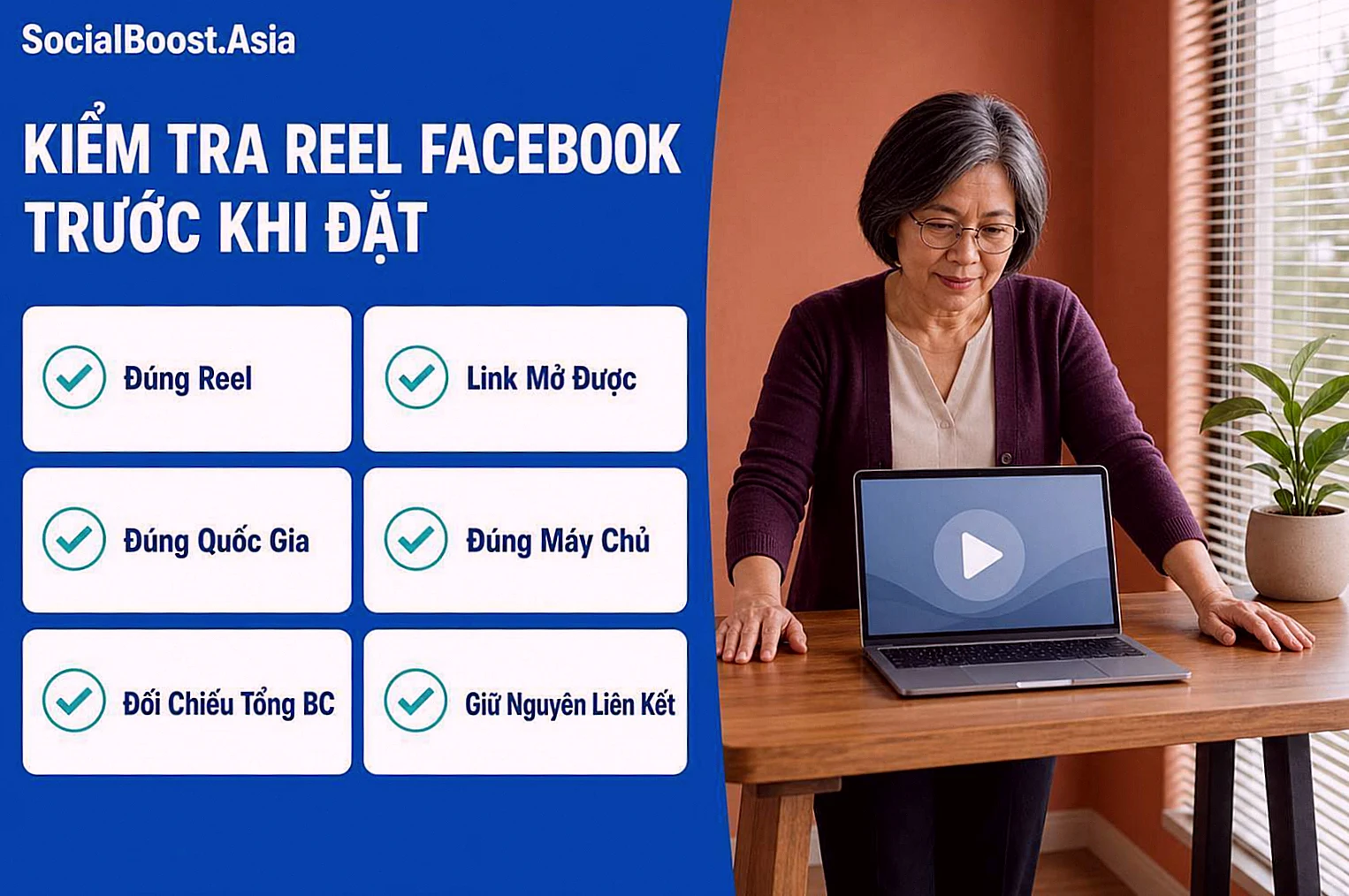 Người dùng Việt Nam kiểm tra Reel Facebook trước khi đặt view
