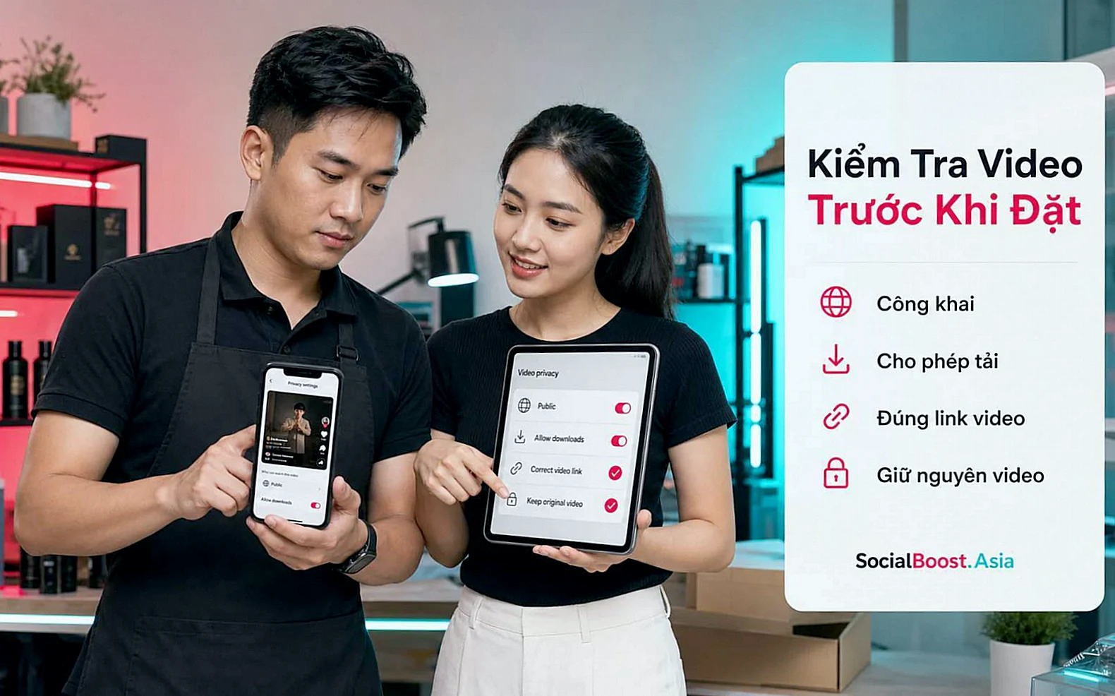 Người Việt kiểm tra video công khai, quyền tải và link trước khi đặt
