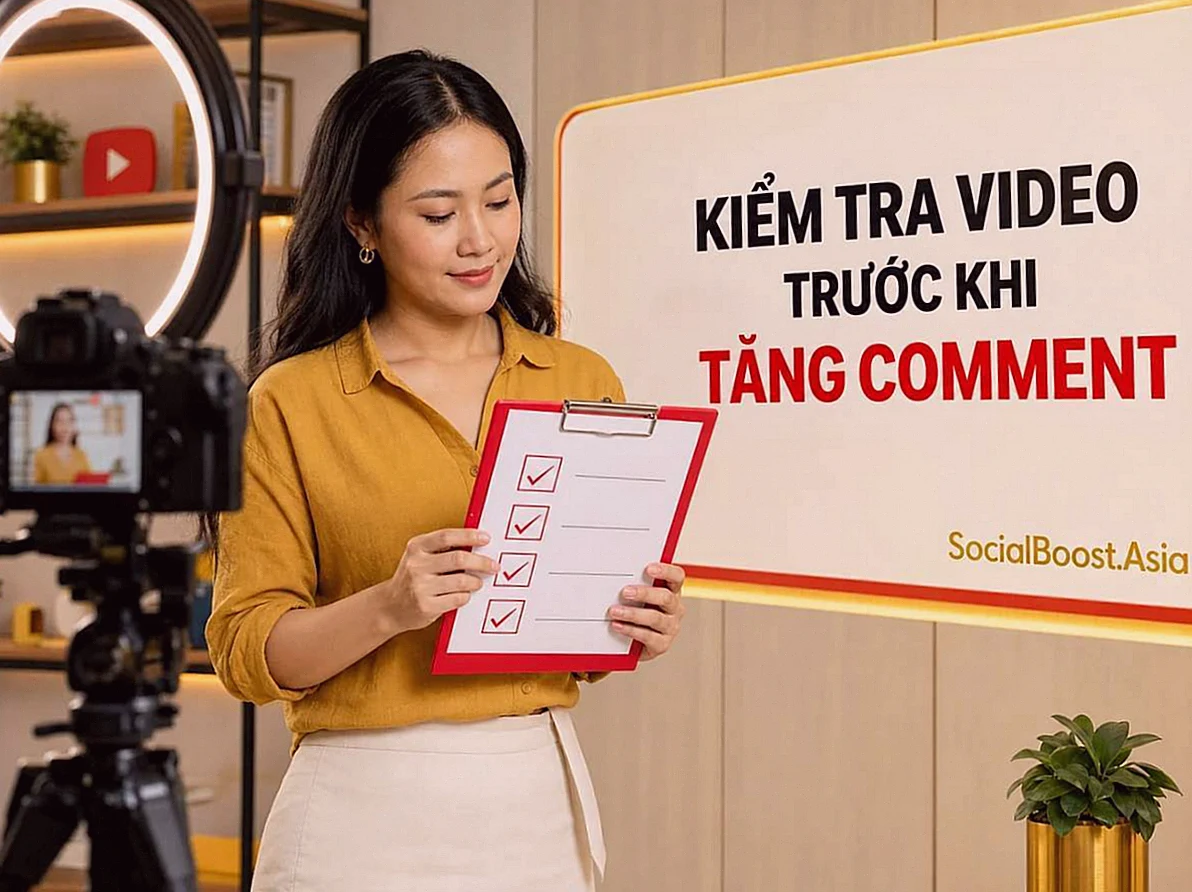 Người quản lý kênh kiểm tra video trước khi tăng comment YouTube