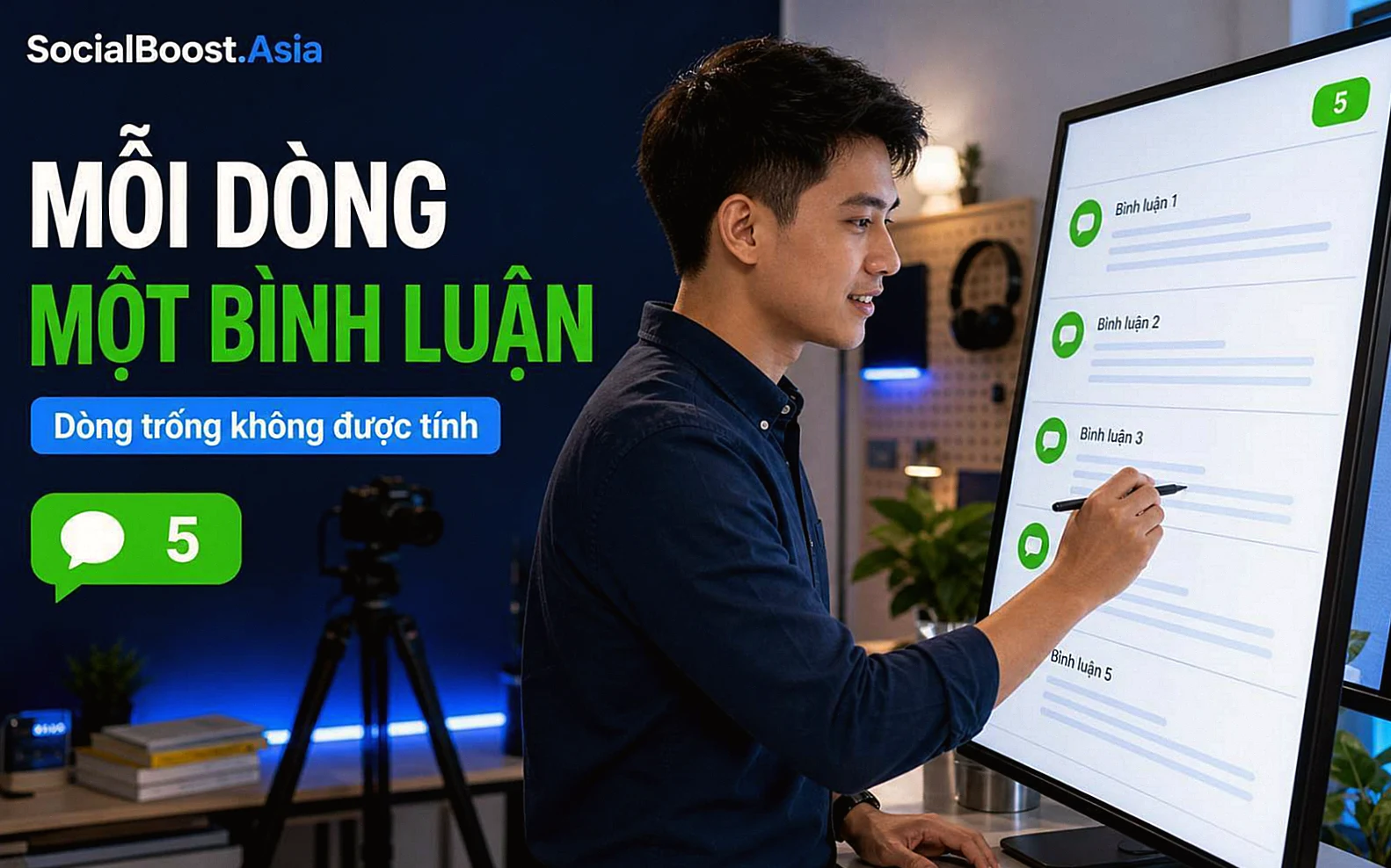 Mỗi dòng một bình luận Facebook với người Việt Nam soạn nội dung