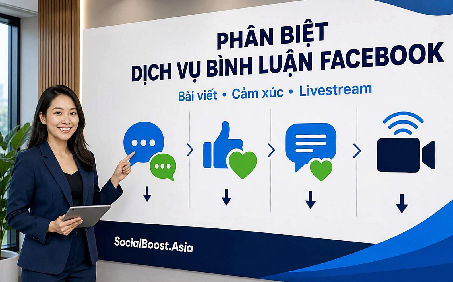 Phân biệt bình luận bài viết Facebook, cảm xúc, lượt thích bình luận và livestream