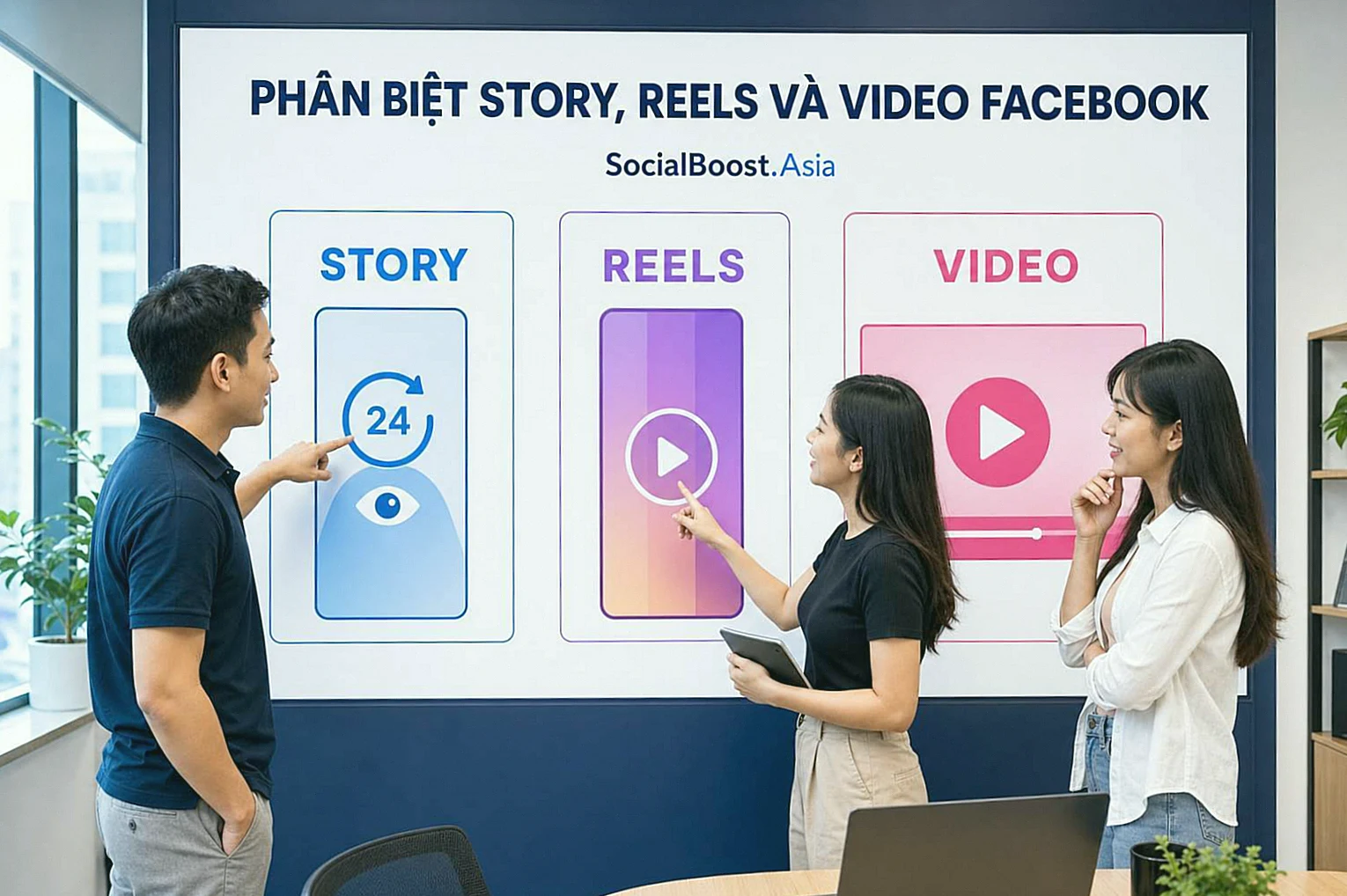 Nhóm sáng tạo nội dung phân biệt Story Facebook, Reels và video