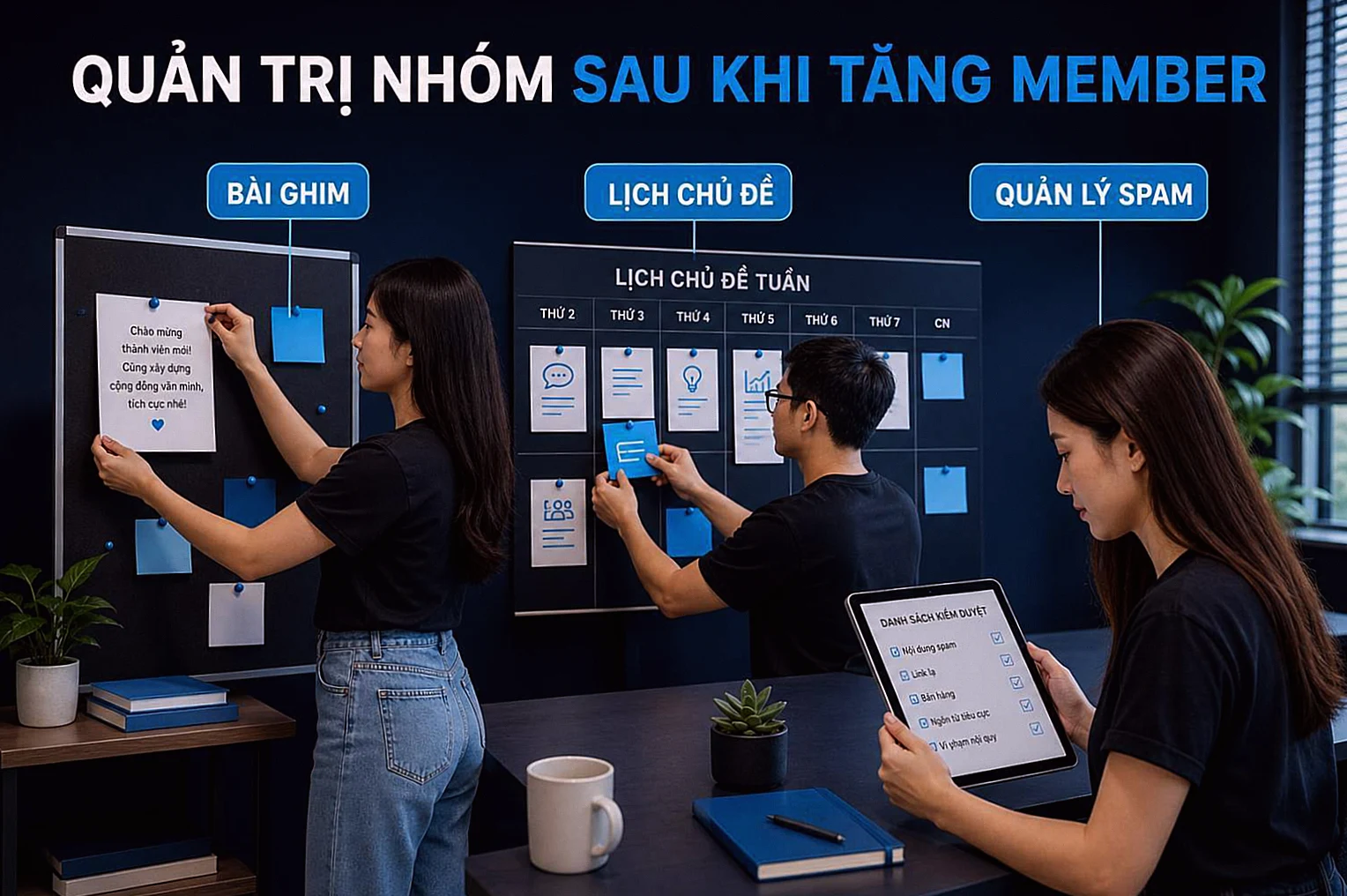 Người quản trị xây nội dung sau khi tăng thành viên nhóm Telegram