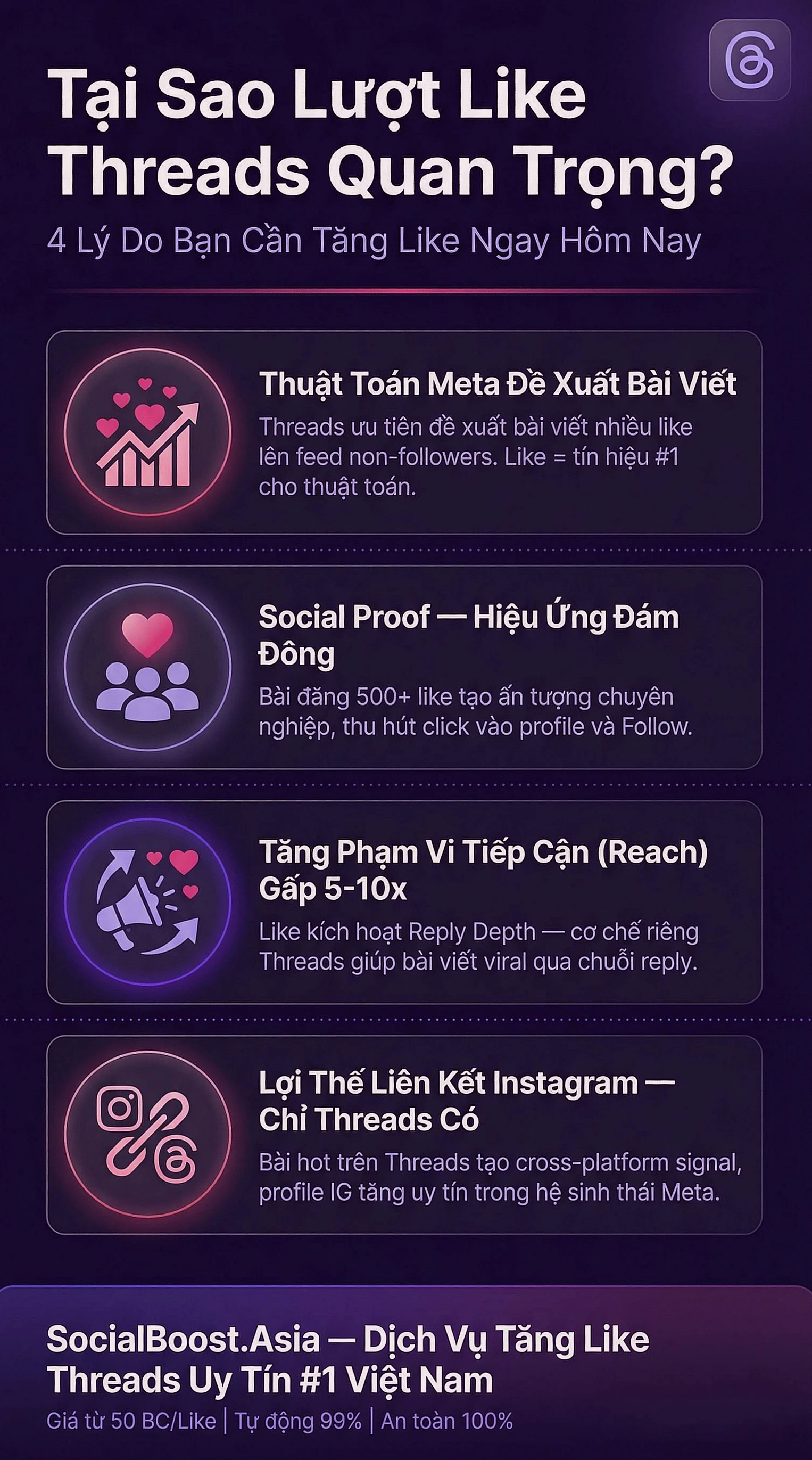 Dịch vụ tăng like Threads buff like Threads mua like Threads là gì - SocialBoost Asia