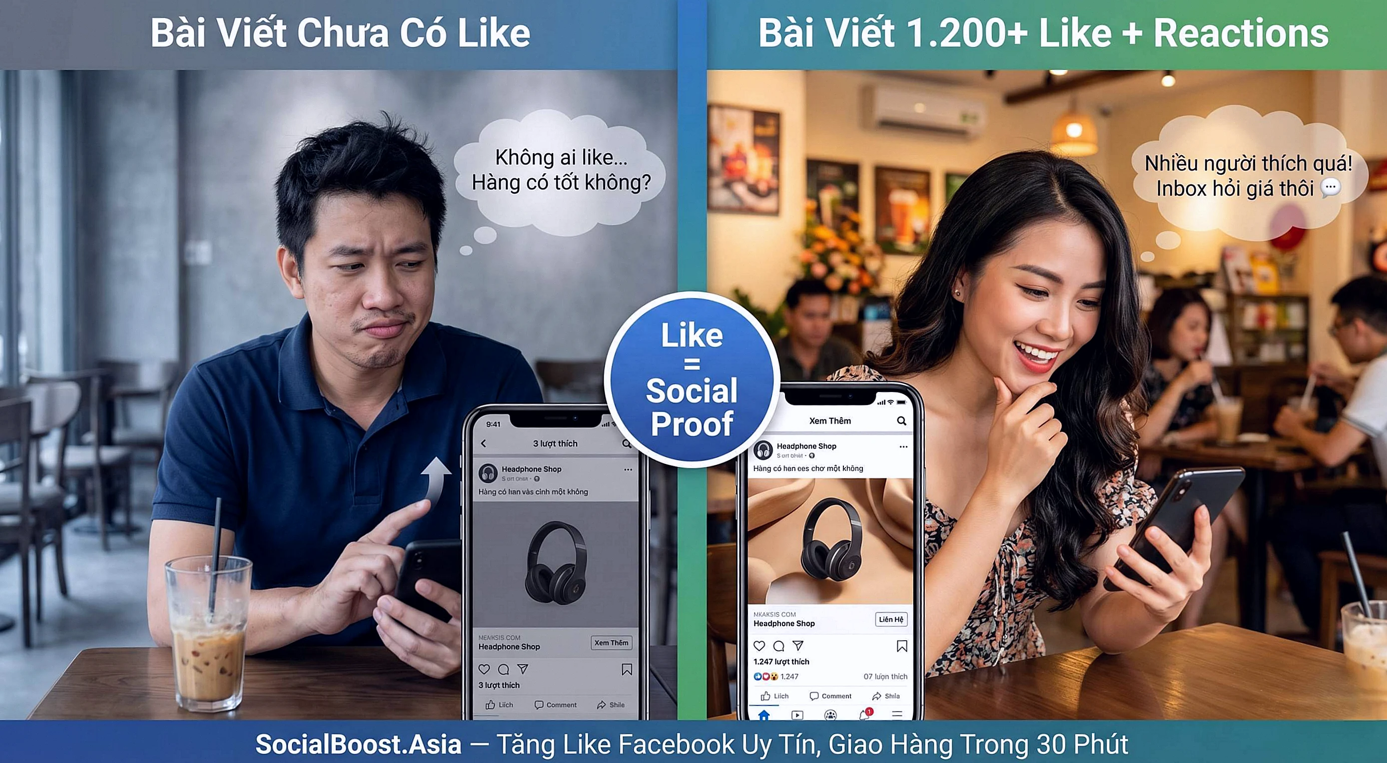 6 Lợi ích tăng like Facebook - Social Proof, News Feed, chuyển đổi bán hàng