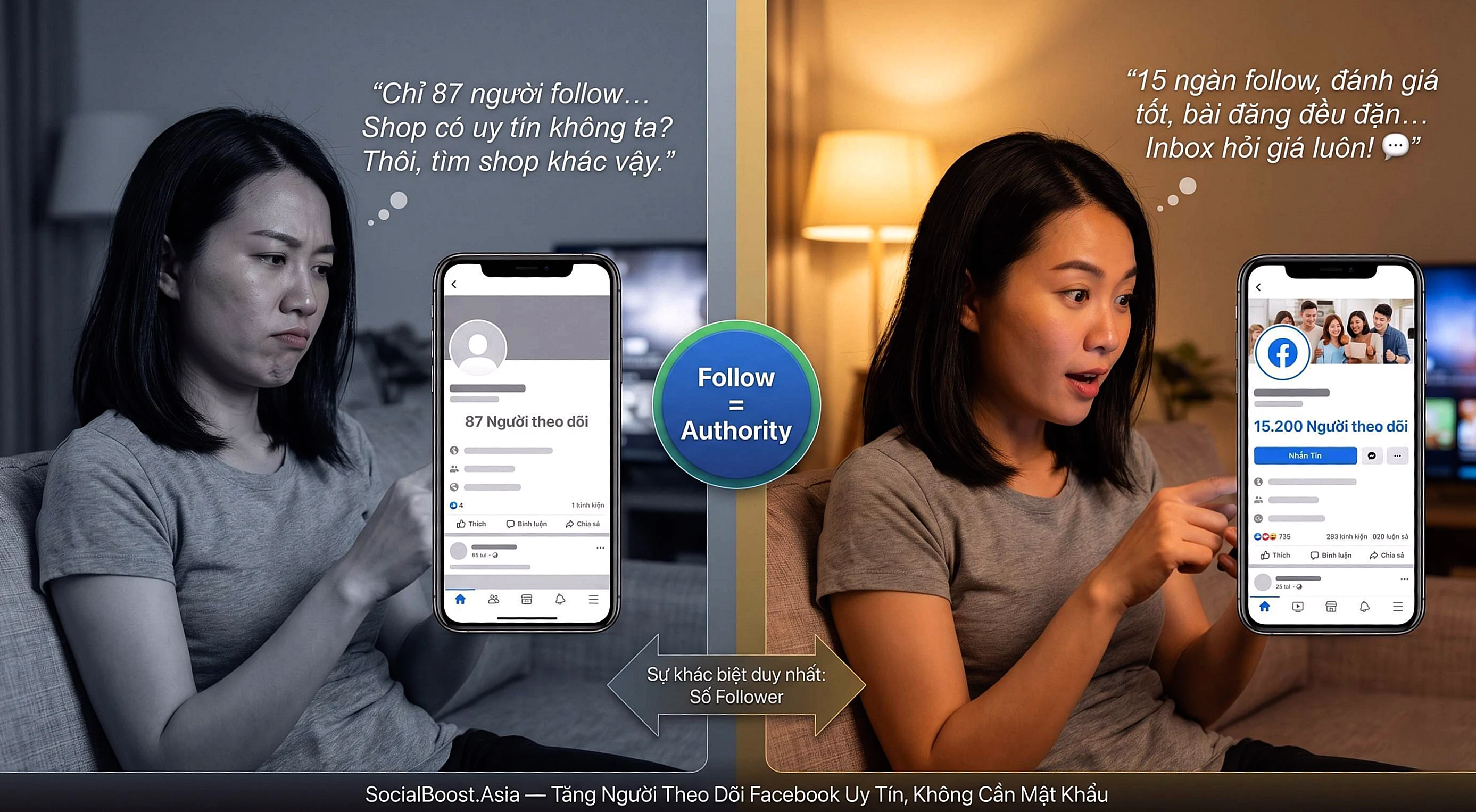 Tâm lý khách hàng tin tưởng profile nhiều follower Facebook — Authority Signal