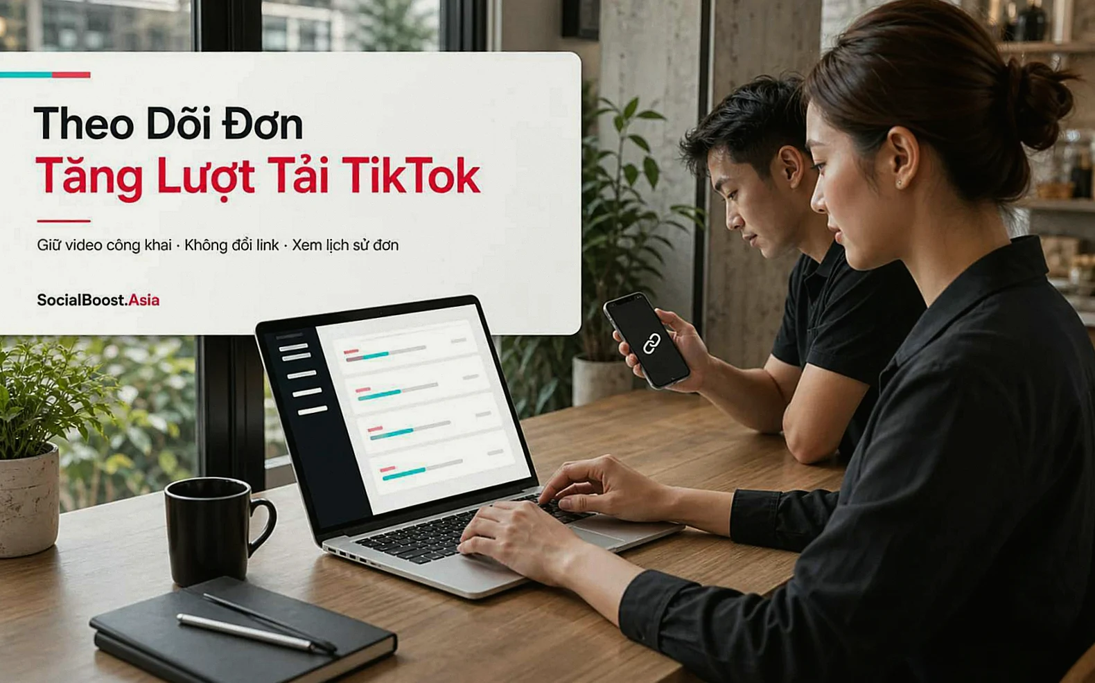Người quản lý kênh Việt Nam theo dõi đơn tăng lượt tải video TikTok