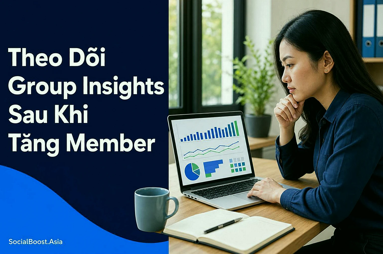 Quản trị viên Việt Nam kiểm tra Group Insights sau khi tăng member Facebook