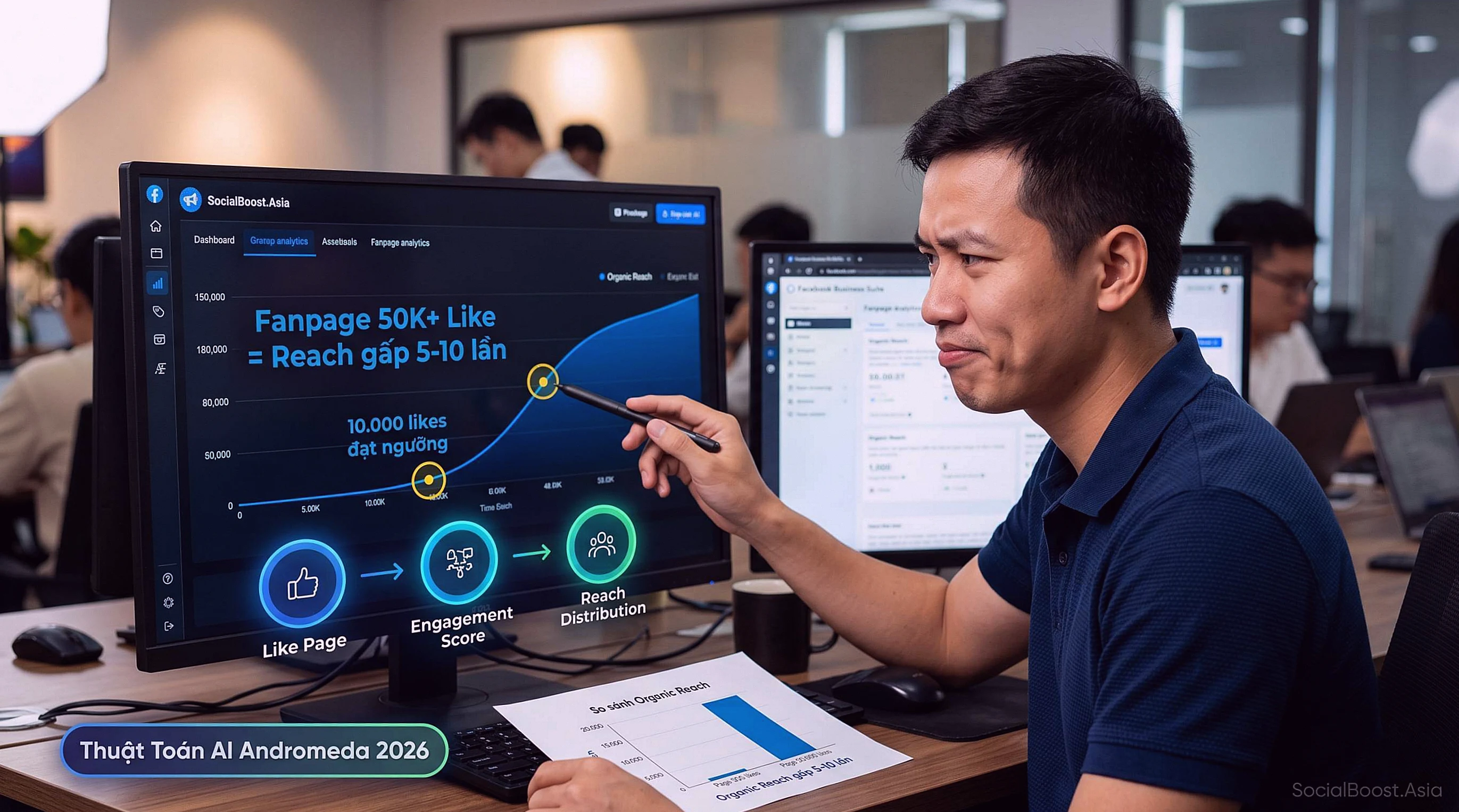 Thuật toán AI Andromeda Facebook 2026 đánh giá Fanpage dựa trên like page và organic reach