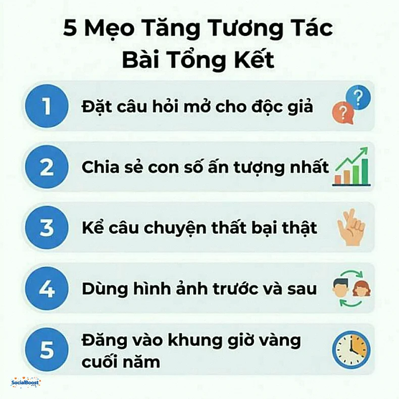 5 Mẹo Tăng Tương Tác Bài Tổng Kết Năm trên mạng xã hội