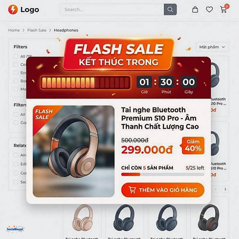 Flash sale countdown trên trang e-commerce