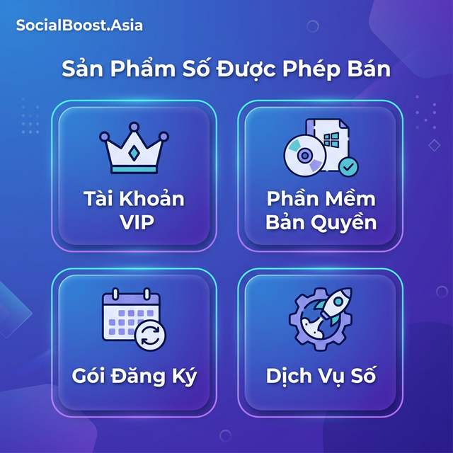 Các loại sản phẩm số được phép bán trên SocialBoost.Asia