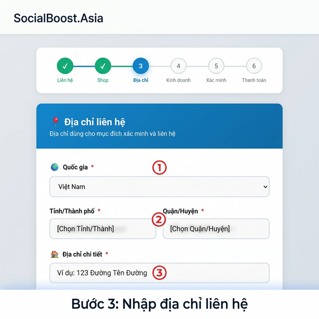 Bước 3 - Nhập địa chỉ liên hệ