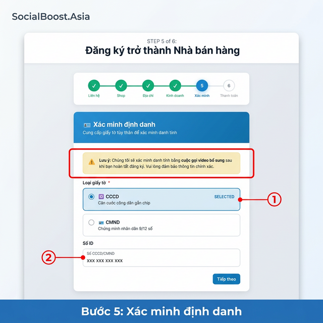 Bước 5 - Xác minh định danh bằng CCCD/CMND