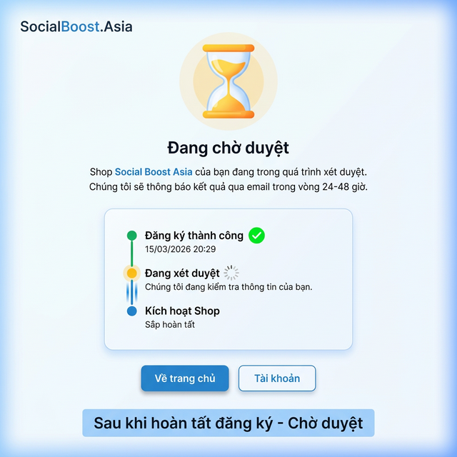 Trang chờ duyệt - Đang xét duyệt shop