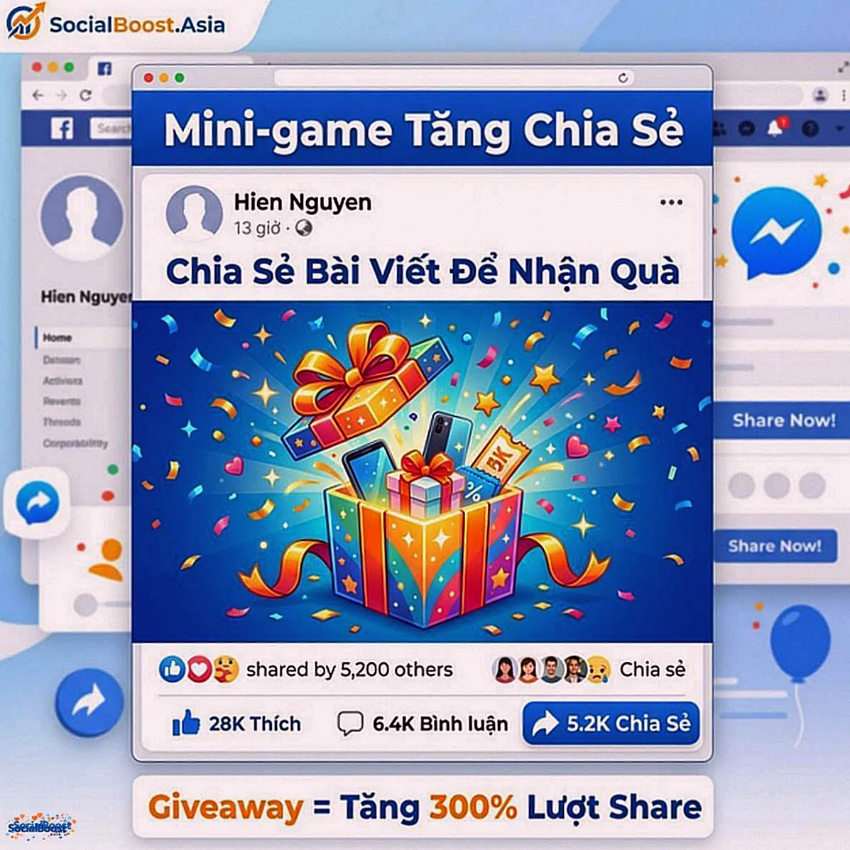 Mini-game tăng chia sẻ Facebook - giveaway hiệu quả