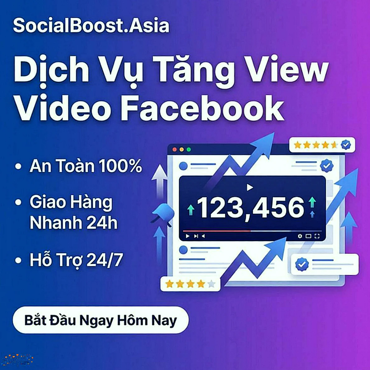 Dịch vụ tăng view video Facebook - SocialBoost.Asia