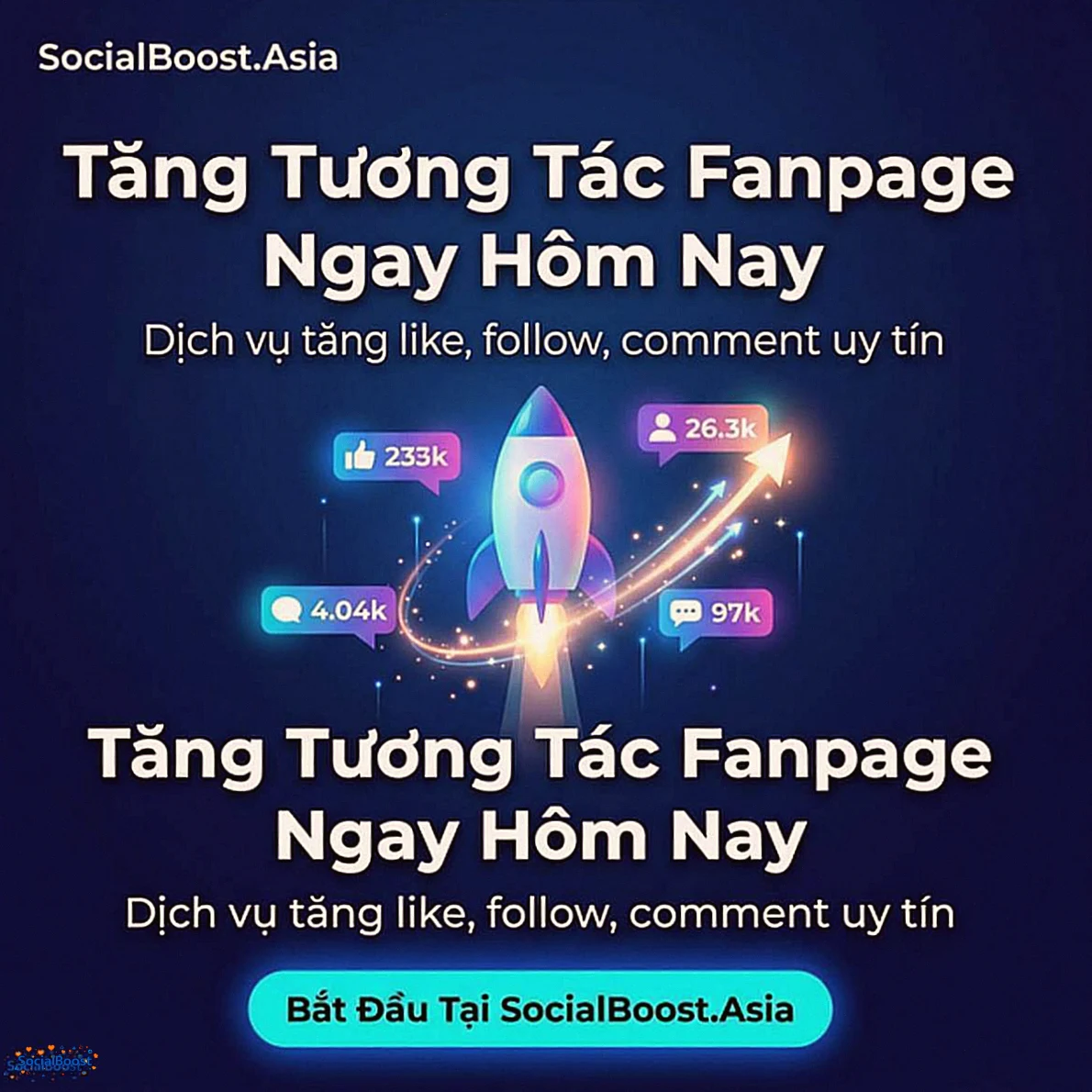 Tăng tương tác Fanpage với SocialBoost.Asia