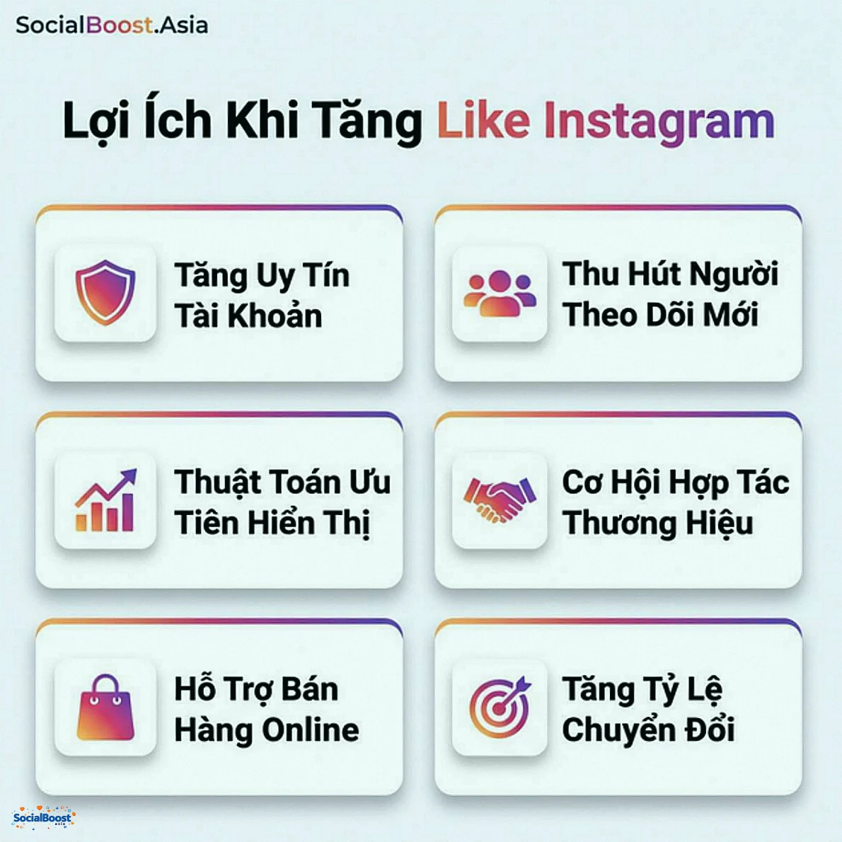 6 lợi ích khi tăng like Instagram - uy tín, follow, thuật toán, hợp tác, bán hàng, chuyển đổi