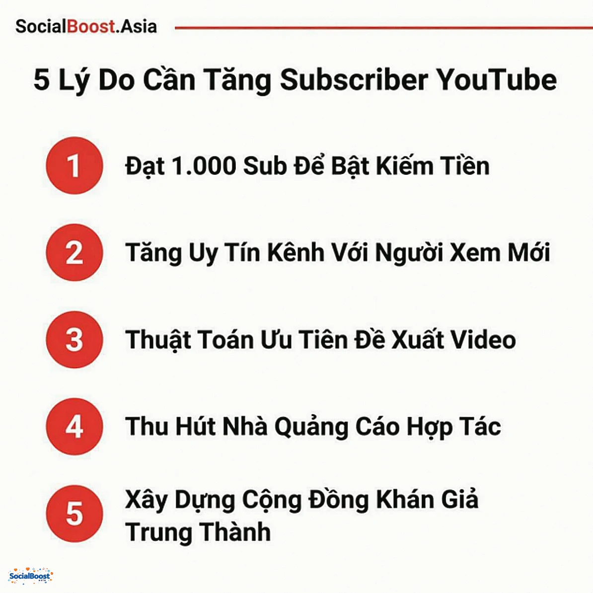 5 lý do cần tăng subscriber YouTube – SocialBoost.Asia