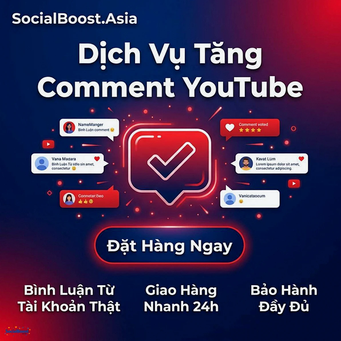 Dịch vụ tăng comment YouTube tại SocialBoost.Asia
