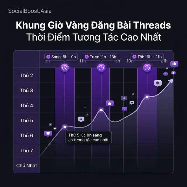 Khung giờ vàng đăng bài Threads - thời điểm tương tác cao nhất