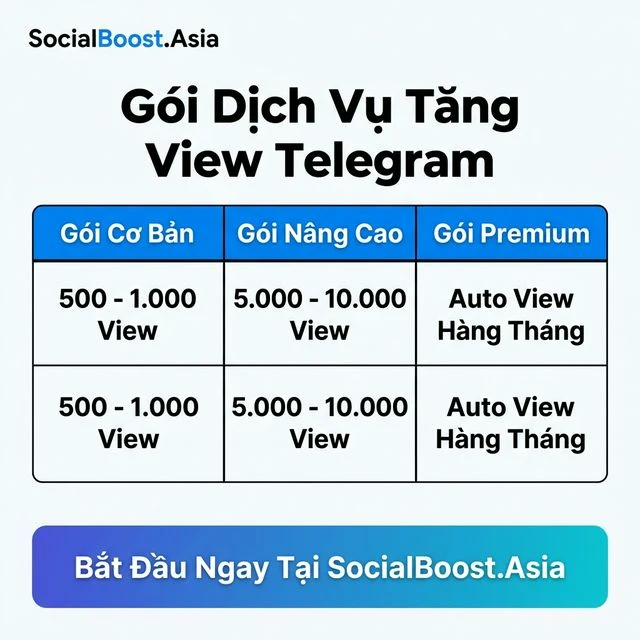 Gói dịch vụ tăng view Telegram tại SocialBoost.Asia