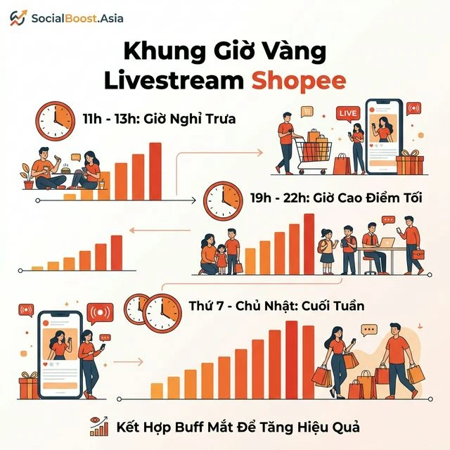 Khung giờ vàng livestream Shopee hiệu quả nhất