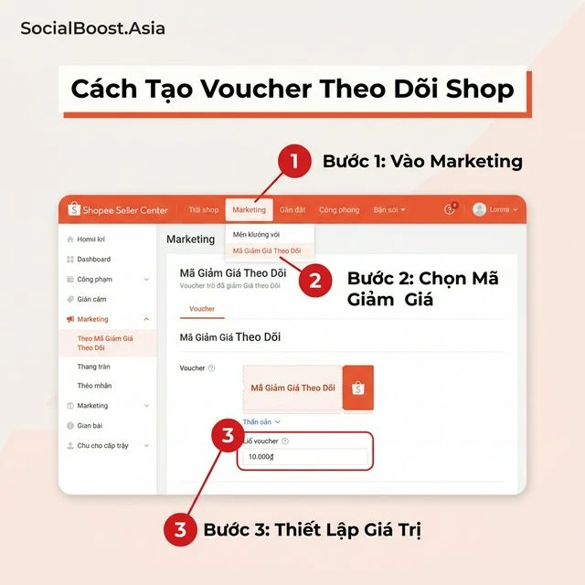Hướng dẫn tạo voucher theo dõi shop Shopee - 3 bước đơn giản