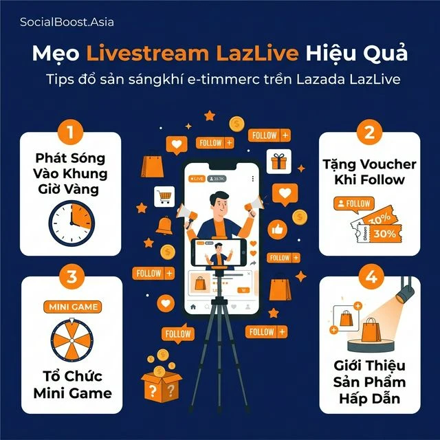 Mẹo livestream LazLive hiệu quả - tăng follow Lazada