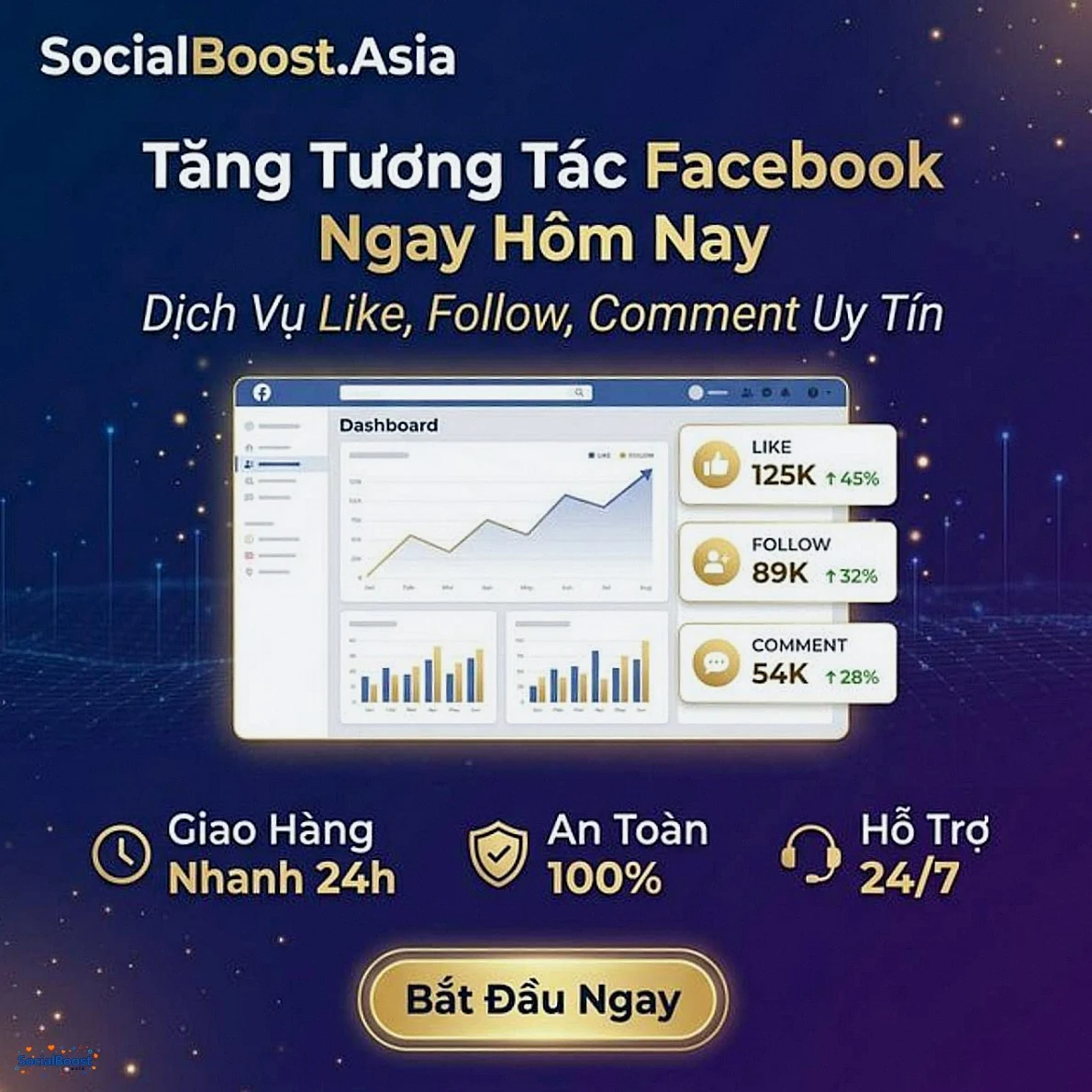 Tăng tương tác Facebook với SocialBoost.Asia