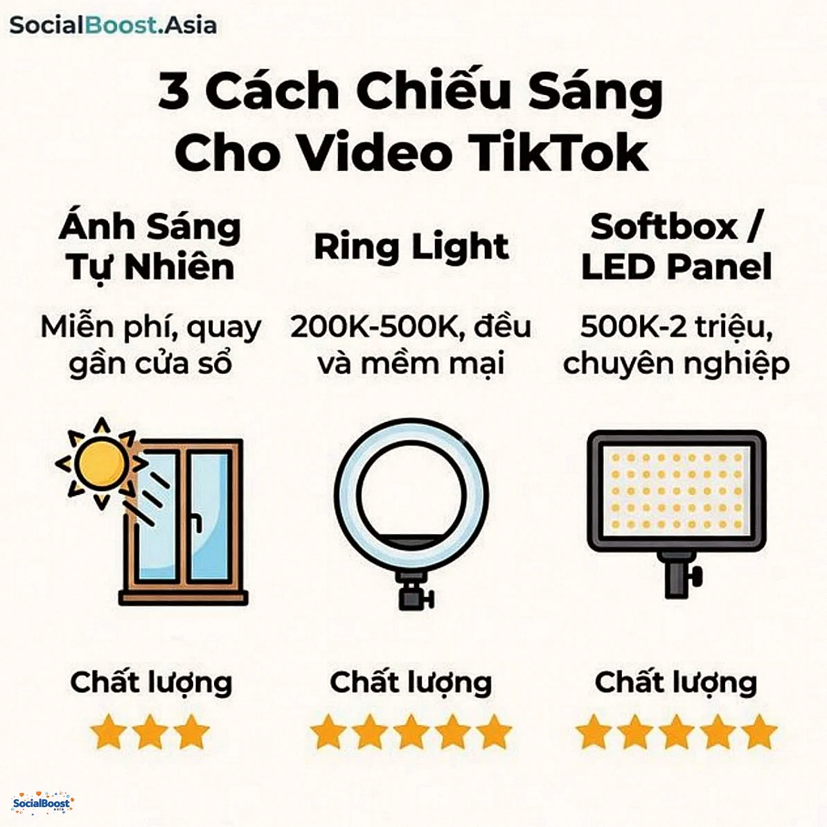 3 cách chiếu sáng cho video TikTok