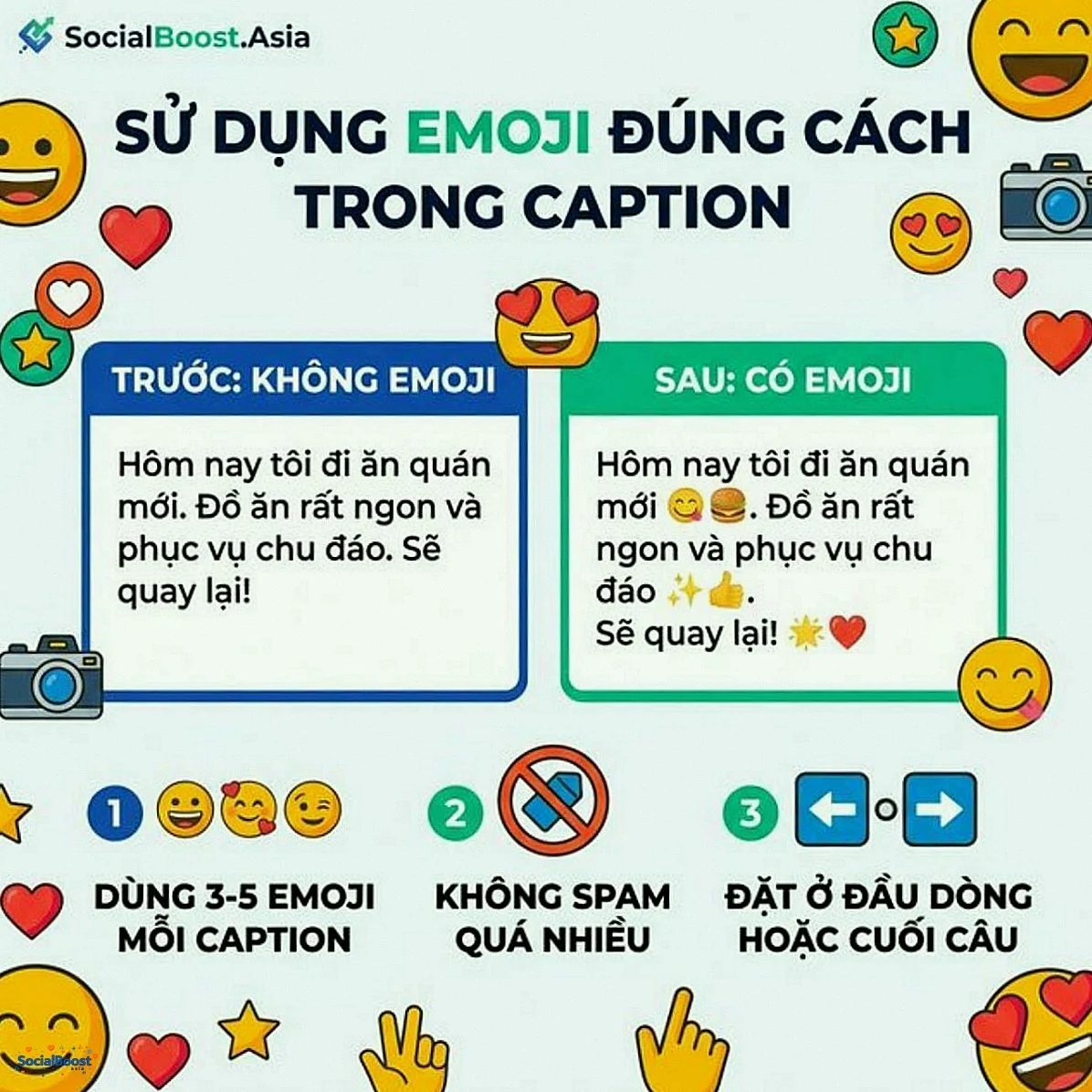 Sử dụng emoji đúng cách trong caption Instagram