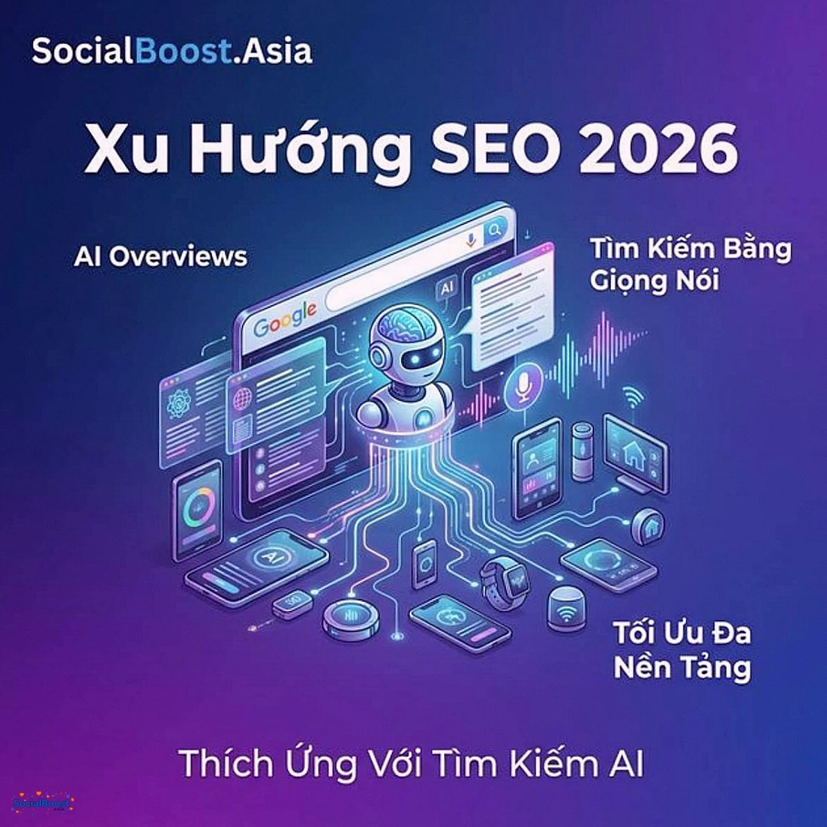 Xu hướng SEO 2026 - AI Overviews và tìm kiếm đa nền tảng