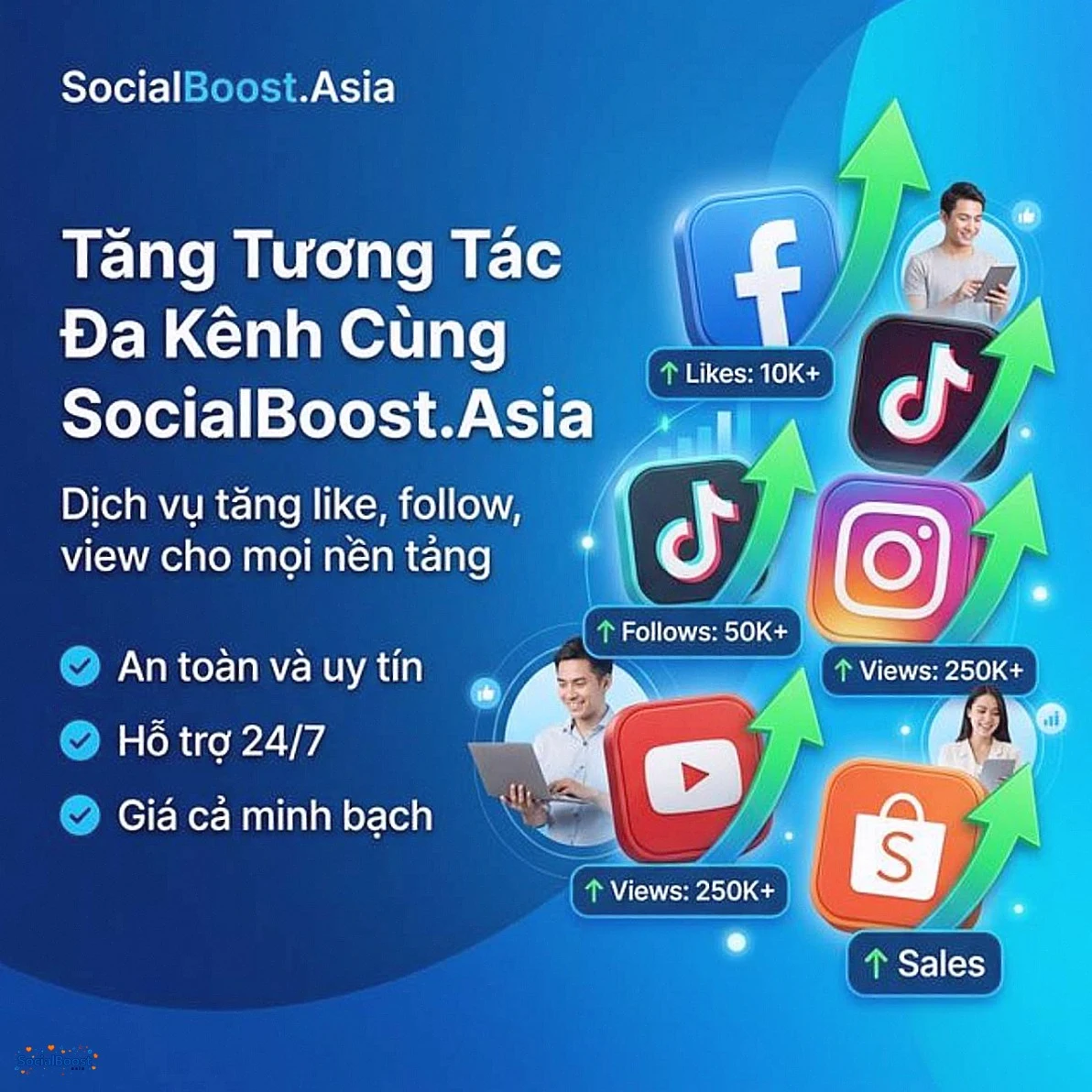 SocialBoost.Asia dịch vụ tăng tương tác đa kênh omnichannel
