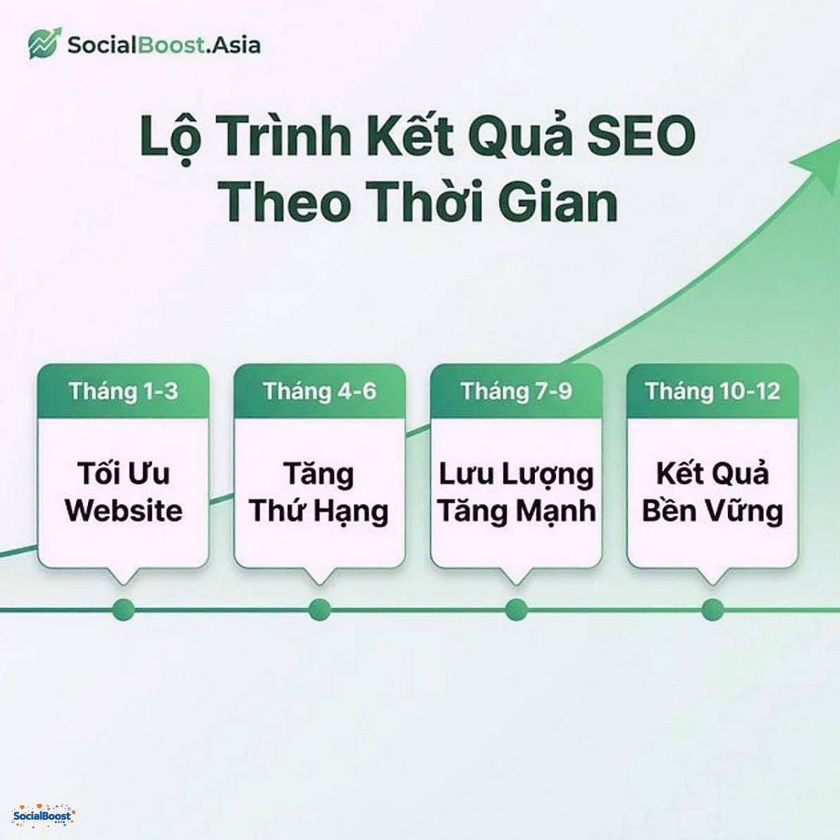 Lộ trình kết quả SEO theo thời gian - 4 giai đoạn trong 12 tháng