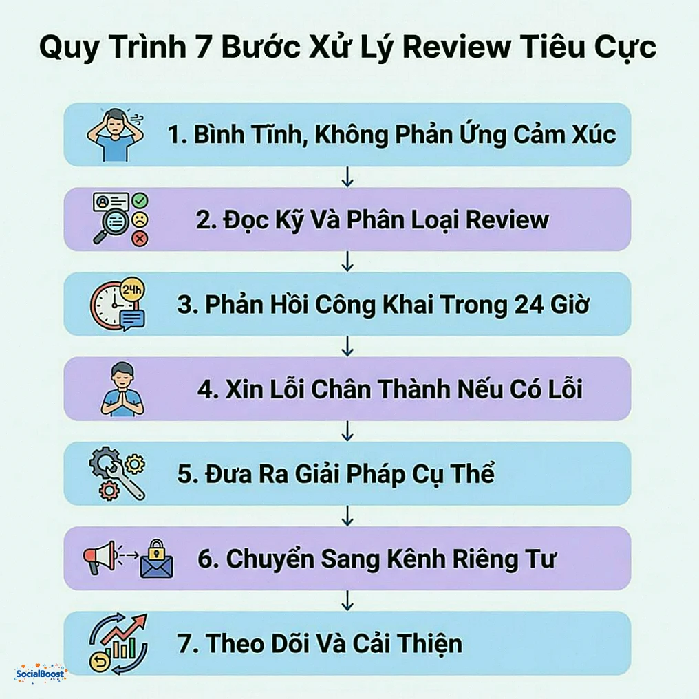 Quy trình 7 bước xử lý review tiêu cực chuyên nghiệp