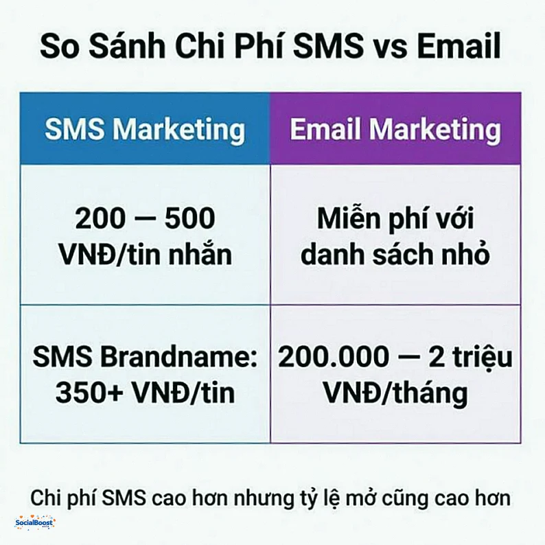 So sánh chi phí SMS Marketing và Email Marketing tại Việt Nam 2026