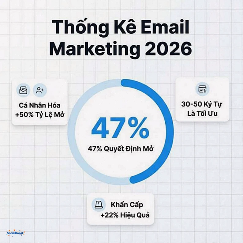 Thống kê email marketing 2026 tỷ lệ mở email